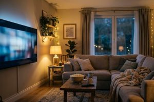 Уютный вечер перед телевизором для просмотра сериалов